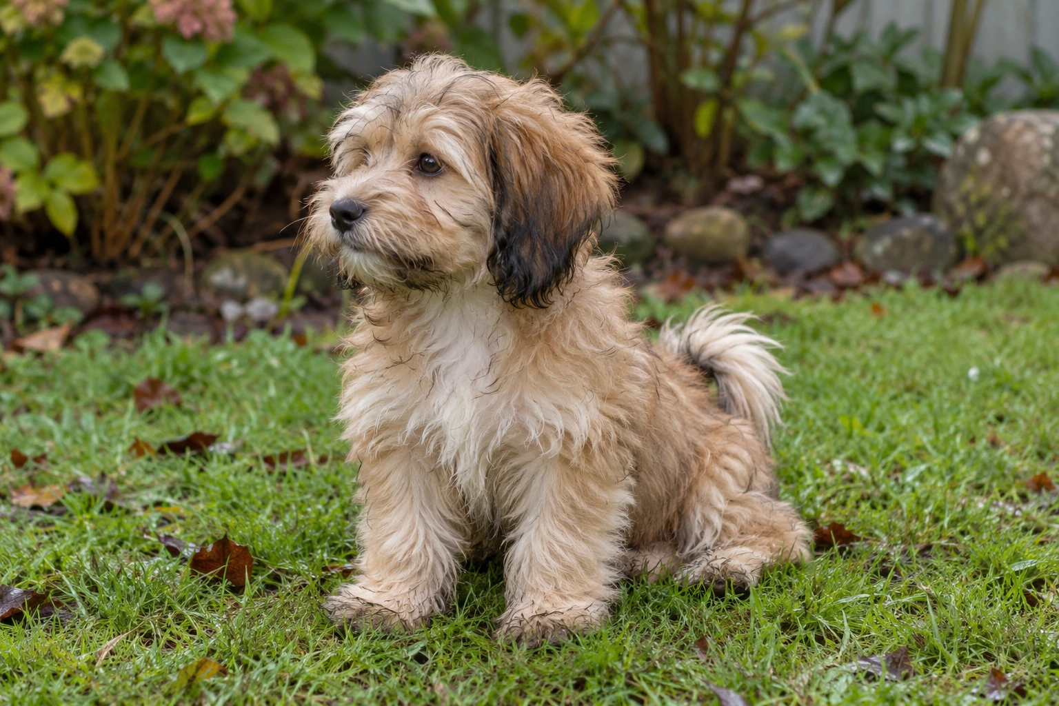 Hvalp af racen Bichon Havanais, ca. 12 uger, i et nordisk hverdagsmiljø